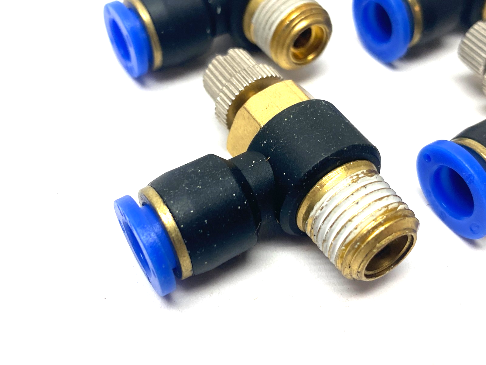SNS JSC8-1 Flow Throttle/Speed Control Elbow Valve Fitting 8mm Tube LOT OF 4 - Maverick Industrial Sales