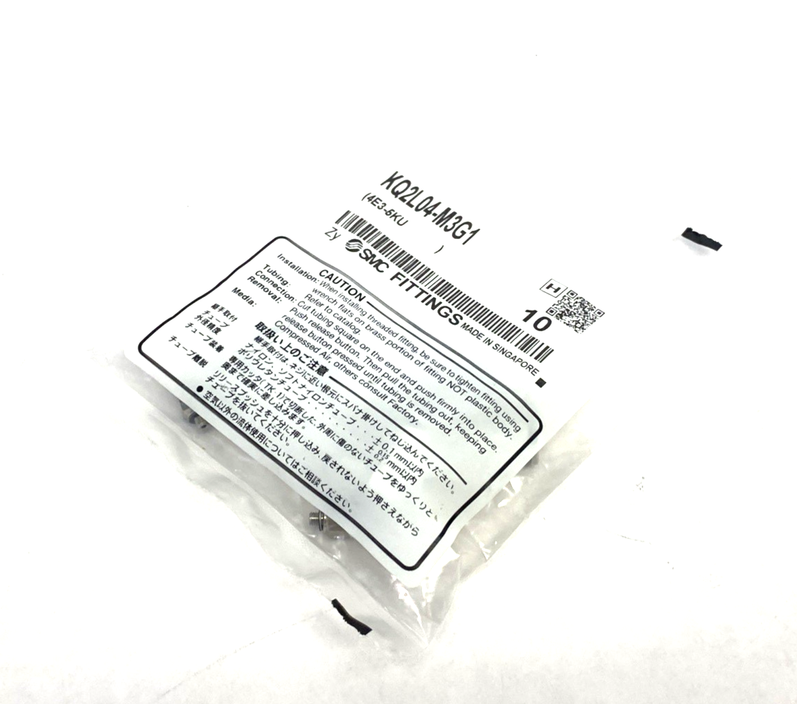 KQ2L04-M3G1 | SMC Pneumatic One-Touch Male Elbow Fitting, 4mm Tube OD, 10-PACK - New - Maverick Industrial Sales