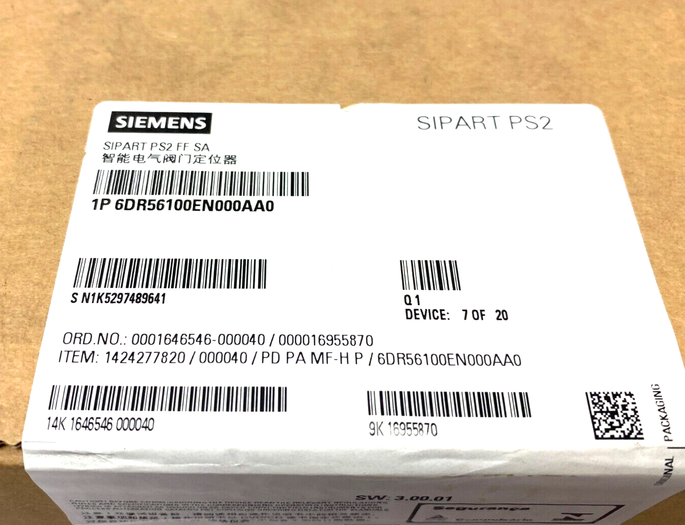 Siemens 6DR56100EN000AA0 SIPART PS2 Smart Electropneumatic Positioner Ex/nEx - Maverick Industrial Sales