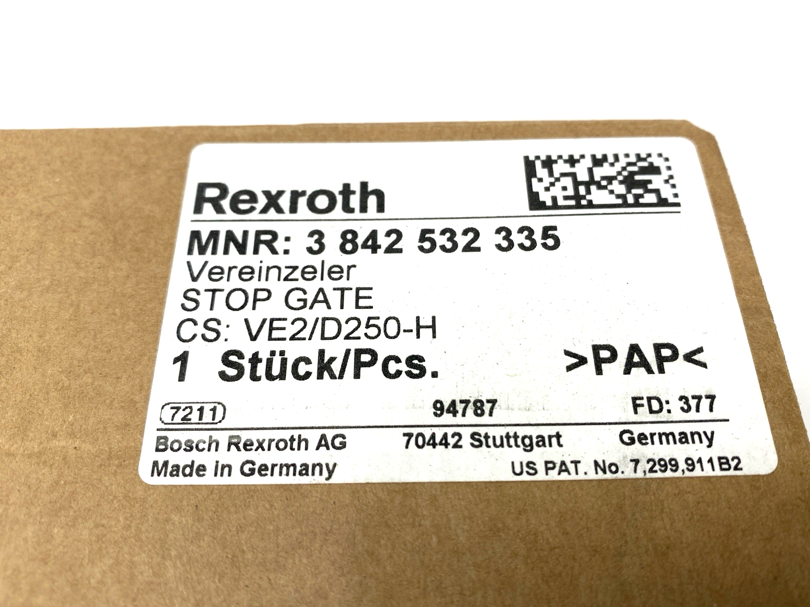 Bosch Rexroth 3842532335 Stop Gate VE2/D250-H - Maverick Industrial Sales