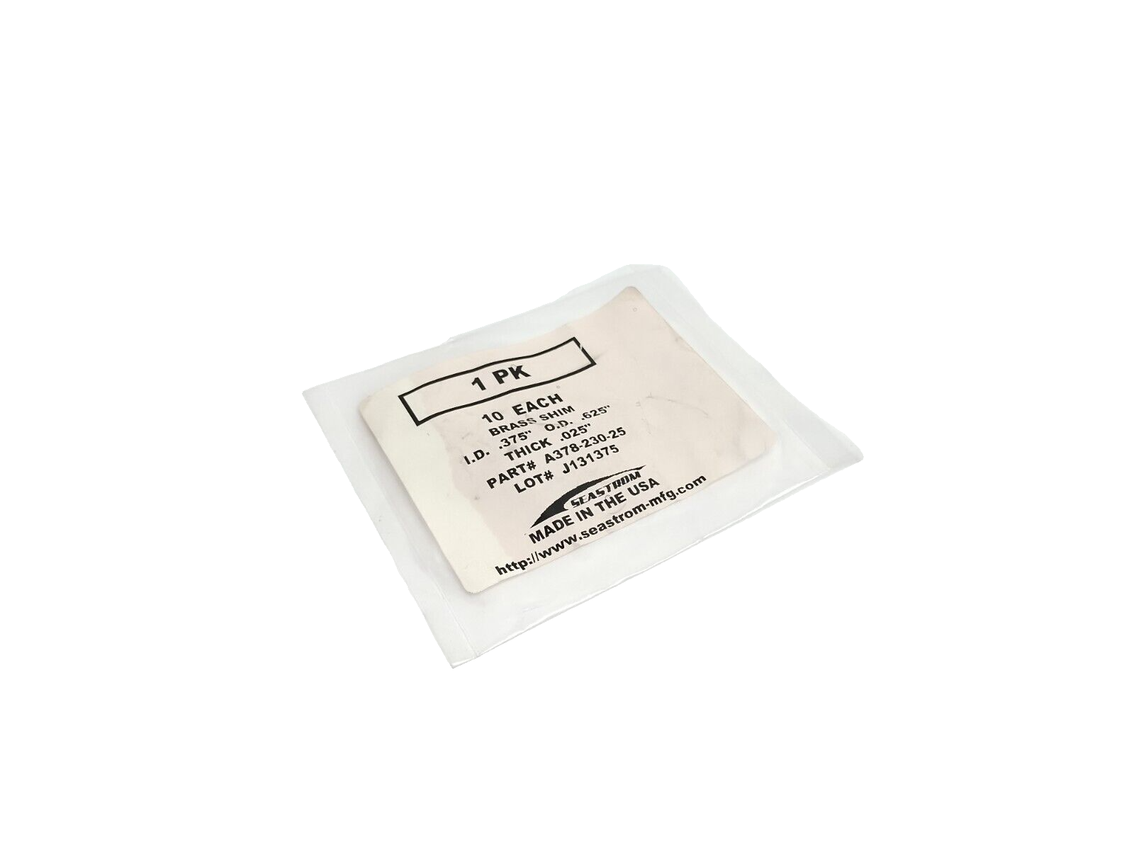Seastrom A378-230-25 Brass Washer/Shim 0.375" ID x 0.625" OD x 0.025" Thick 10PK - Maverick Industrial Sales