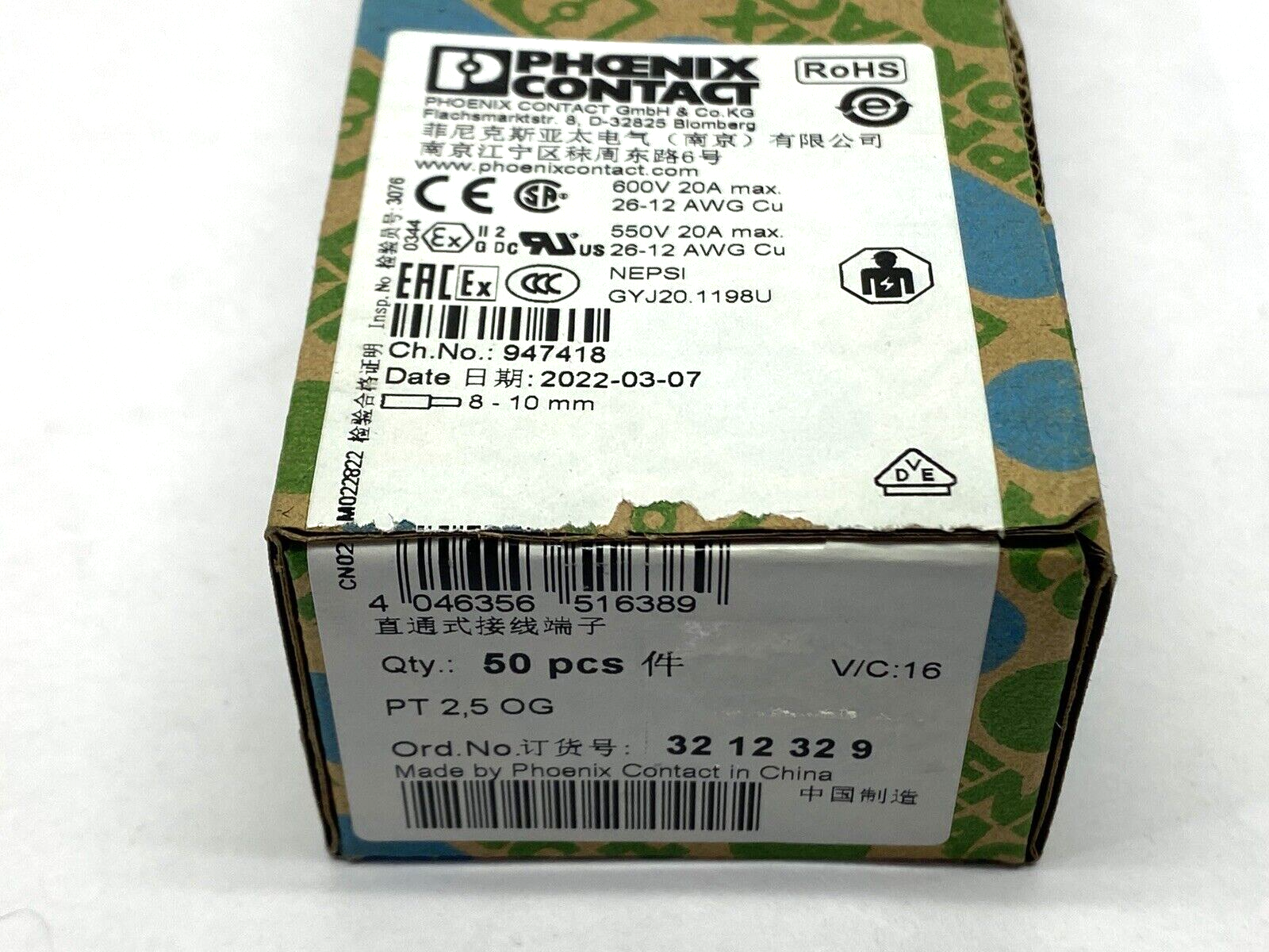 Phoenix Contact 3212329 Terminal Block PT 2,5 OG LOT OF 47 - Maverick Industrial Sales