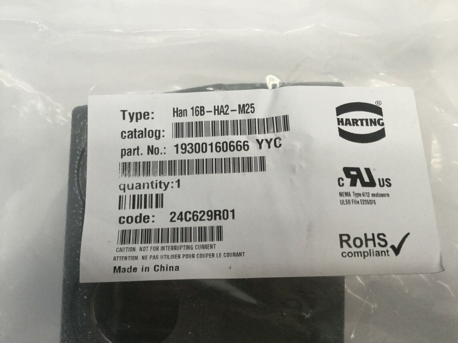 Harting 19300160666 YYC Connector Hood Front Dual Han 16B-HA2-M25 - Maverick Industrial Sales
