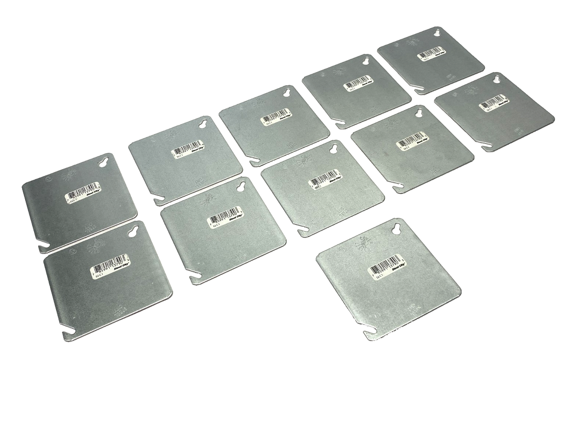 Steel City 52C1 Electrical Box Cover 4", Steel, Square, Flat, Blank LOT OF 11 - Maverick Industrial Sales