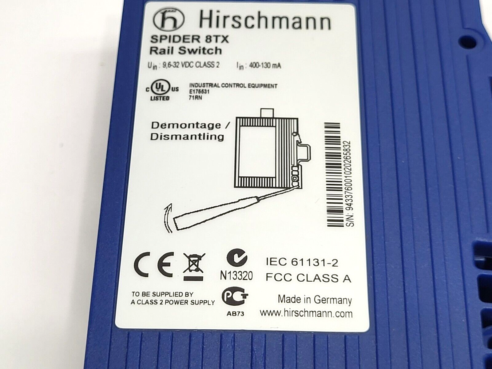 Hirschmann IEC 61131-2 Spider 8TX Rail Ethernet Switch - Maverick Industrial Sales