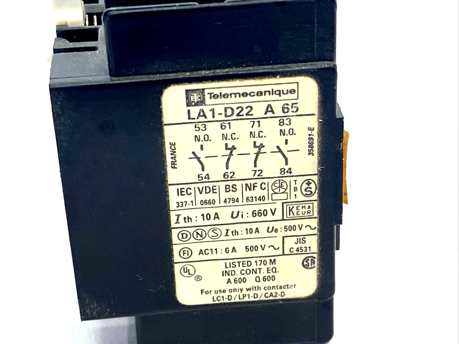 Telemecanique LA1-D22 A 65 Auxiliary Contact - Maverick Industrial Sales