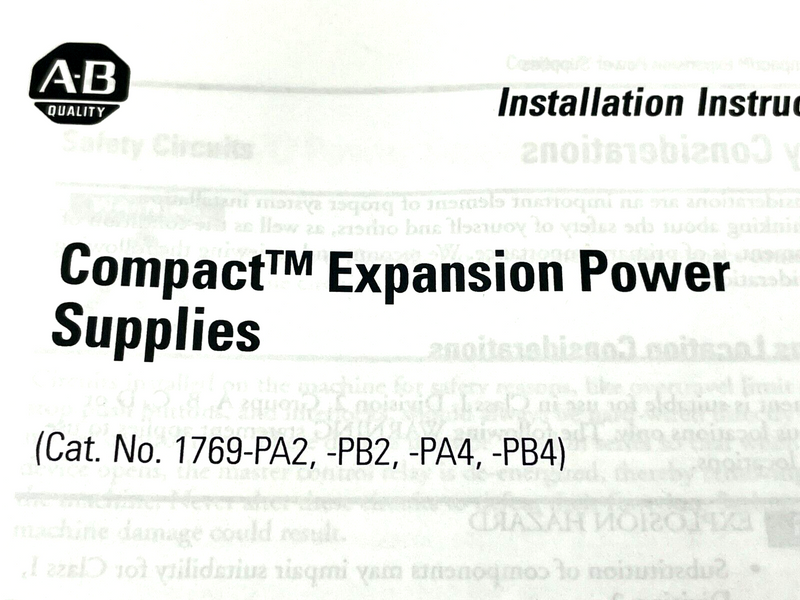 Allen Bradley 1769-IN028A-EN-P Installation Instruction Manual 1769-PA2 - Maverick Industrial Sales