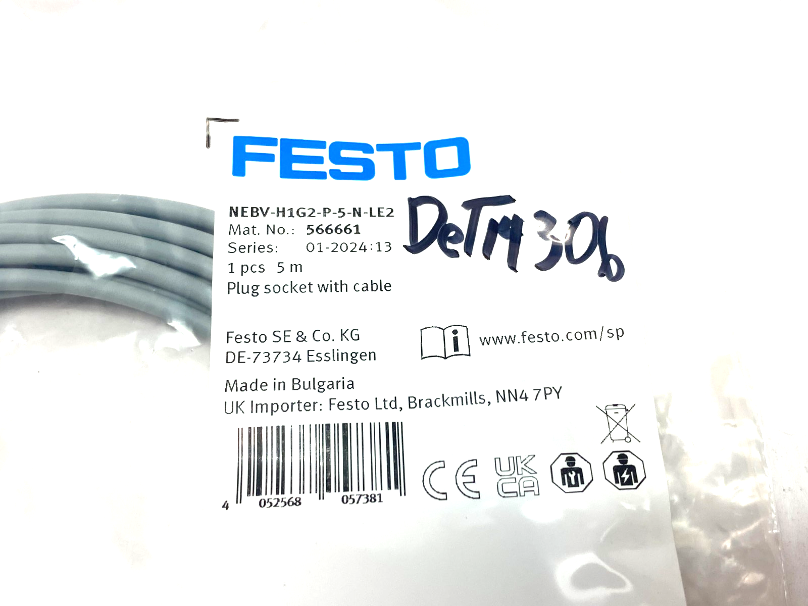 Festo NEBV-H1G2-P-5-N-LE2 Plug Socket Connection Cable 566661 - Maverick Industrial Sales