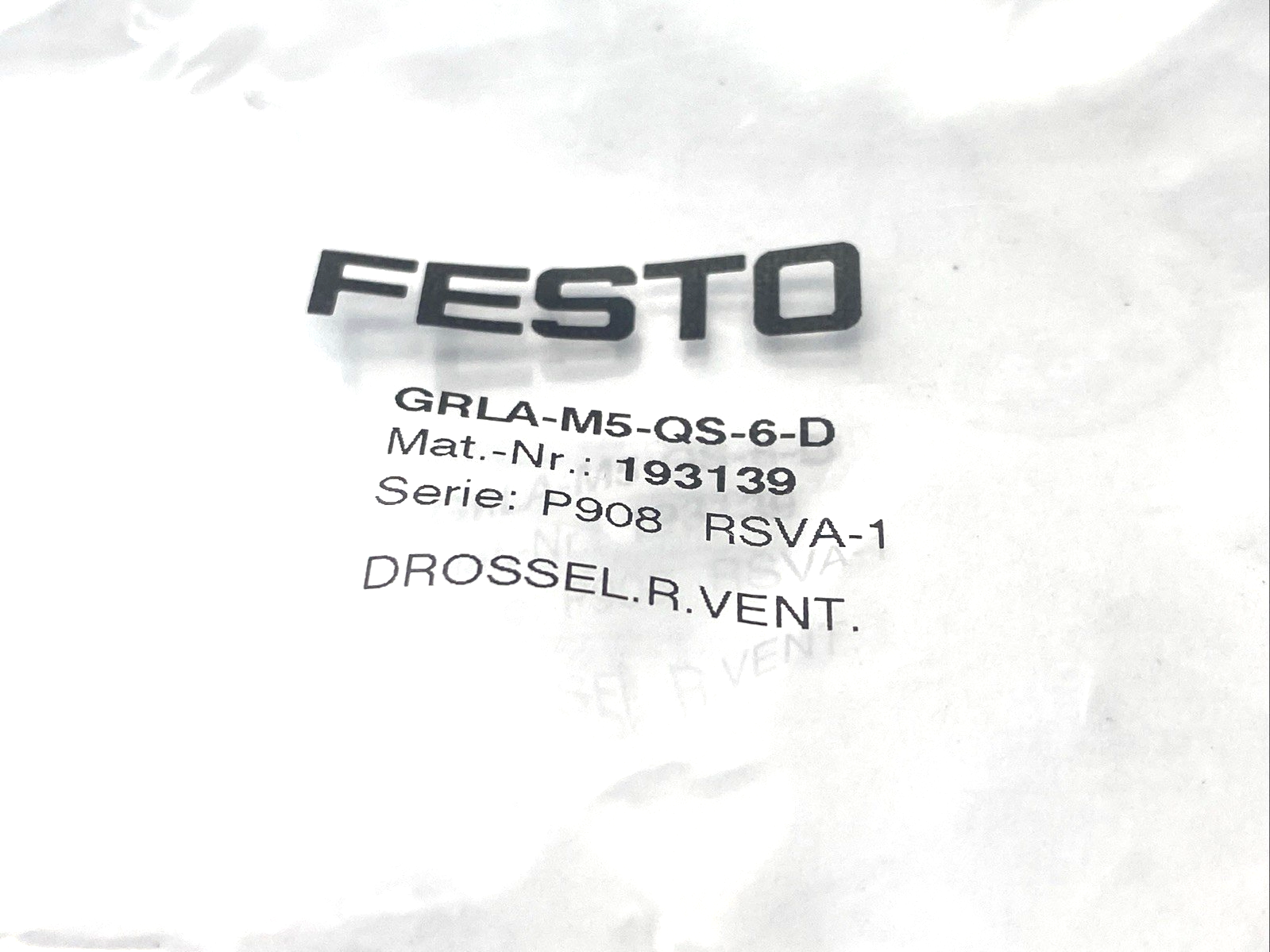 Festo GRLA-M5-QS-6-D Pneumatic One-Way Flow Control Valve 193139 - Maverick Industrial Sales