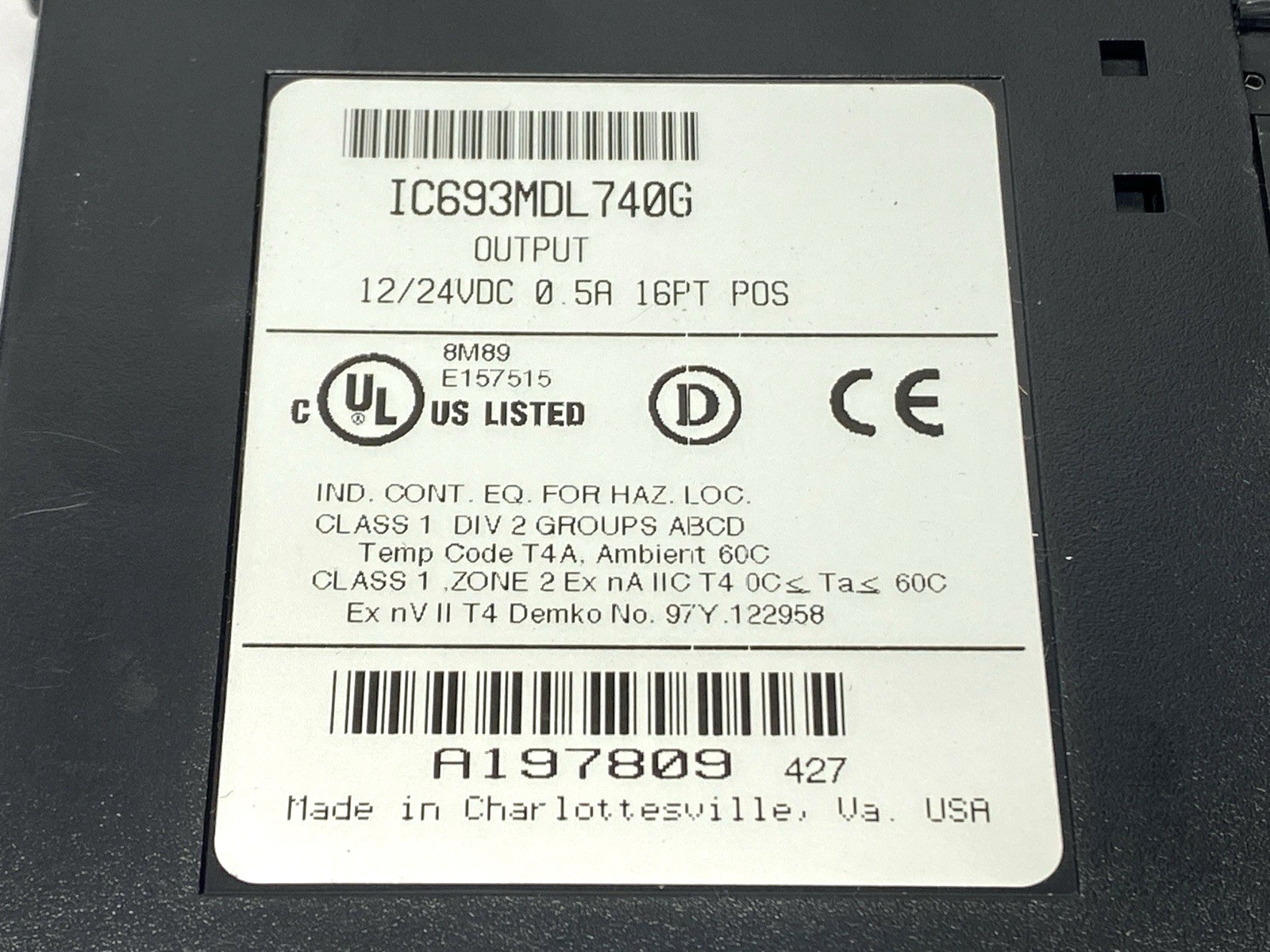 IC693MDL740G | GE Fanuc Output Module 12/24VDC 0.5A 16PT POS LOGIC - Used - Maverick Industrial Sales