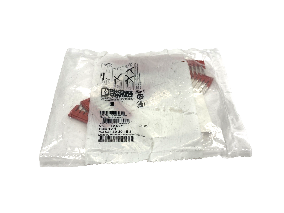 Phoenix Contact FBS 10-4 Plug-In Bridge 10-Pos. 4.2mm Pitch 17.5A 3030158 10-PK - Maverick Industrial Sales