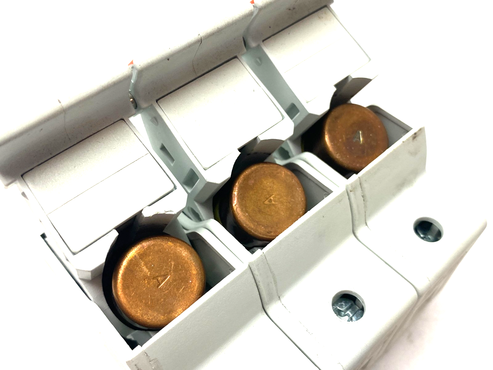 Mersen US3J3 Fuse Holder 3-Pole w/ Bussmann LPJ-30SP Low-Peak Fuses - Used - Maverick Industrial Sales