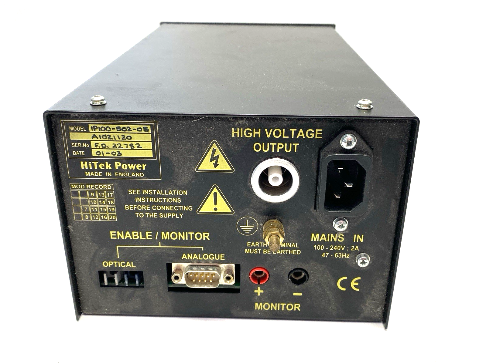 HiTek Power 1P100-502-05 Hivolt Ion Pump Power Supply 2A - Maverick Industrial Sales