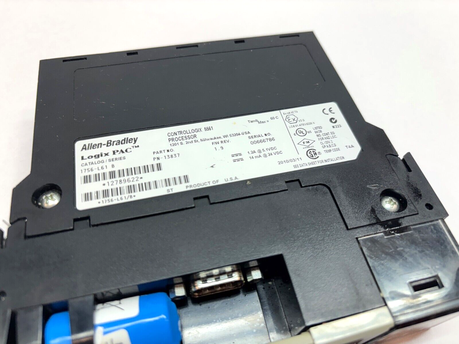 Allen Bradley 1756-L61 Ser. B Controllogix 5561 Processor, F/W 1.9, PN-13837 - Used - Maverick Industrial Sales