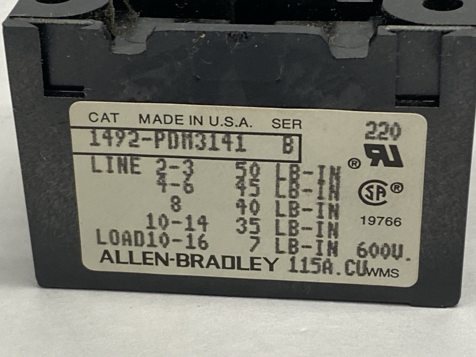 Allen Bradley 1492-PDM3141 Ser B Power Terminal Block - Maverick Industrial Sales