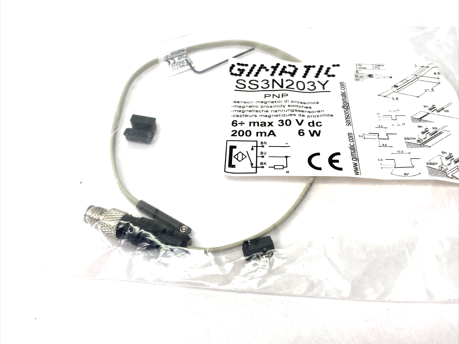 Gimatic SS3N203Y C-Slot Magnetic Proximity Switch Sensor PNP 6W 200mA - Maverick Industrial Sales