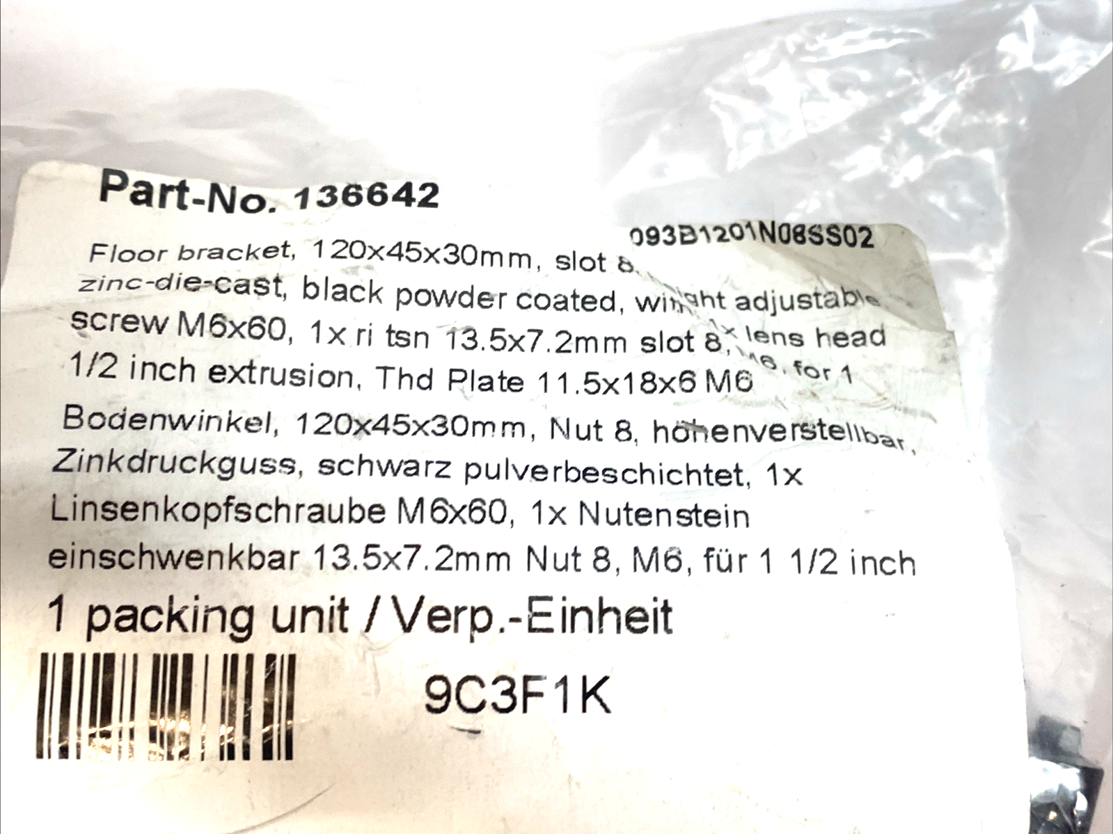 Floor Bracket 136642 | Slot 8 Height Adjustable M6 120x45x30mm LOT OF 5 - New - Maverick Industrial Sales