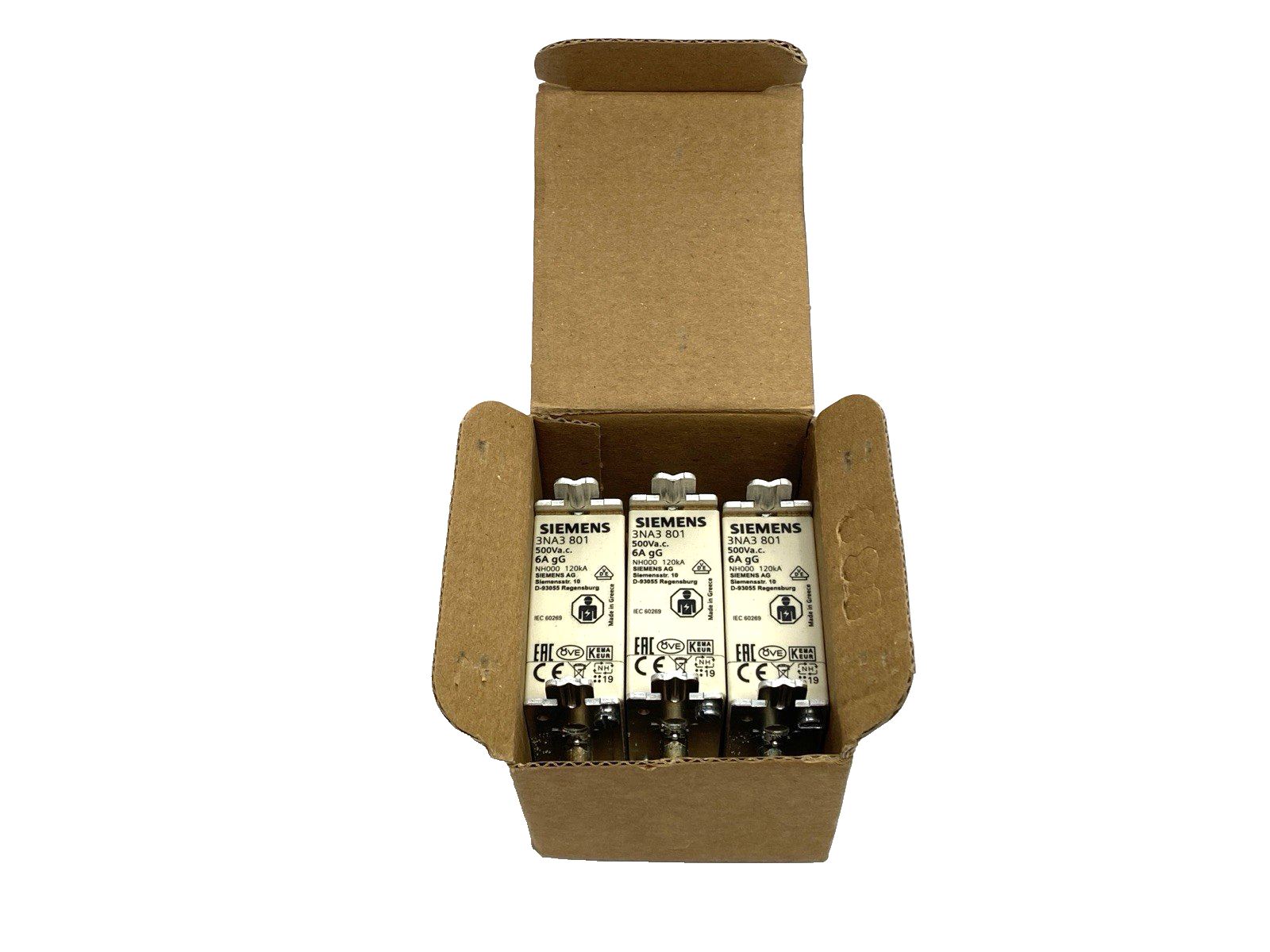 Siemens 3NA3 801 LV HRC Fuse Element 500V PACKAGE OF 3 - Maverick Industrial Sales