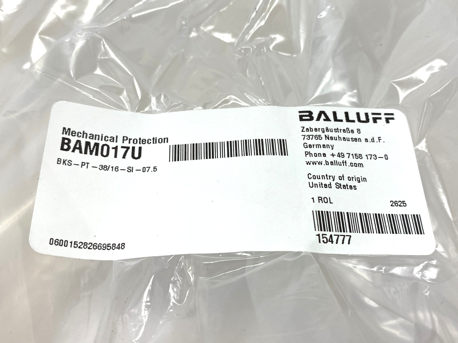 BAM017U | Balluff Mechanical Protection Tube for Cables 7.5m BKS-PT-38/16-SI-07.5 - New - Maverick Industrial Sales