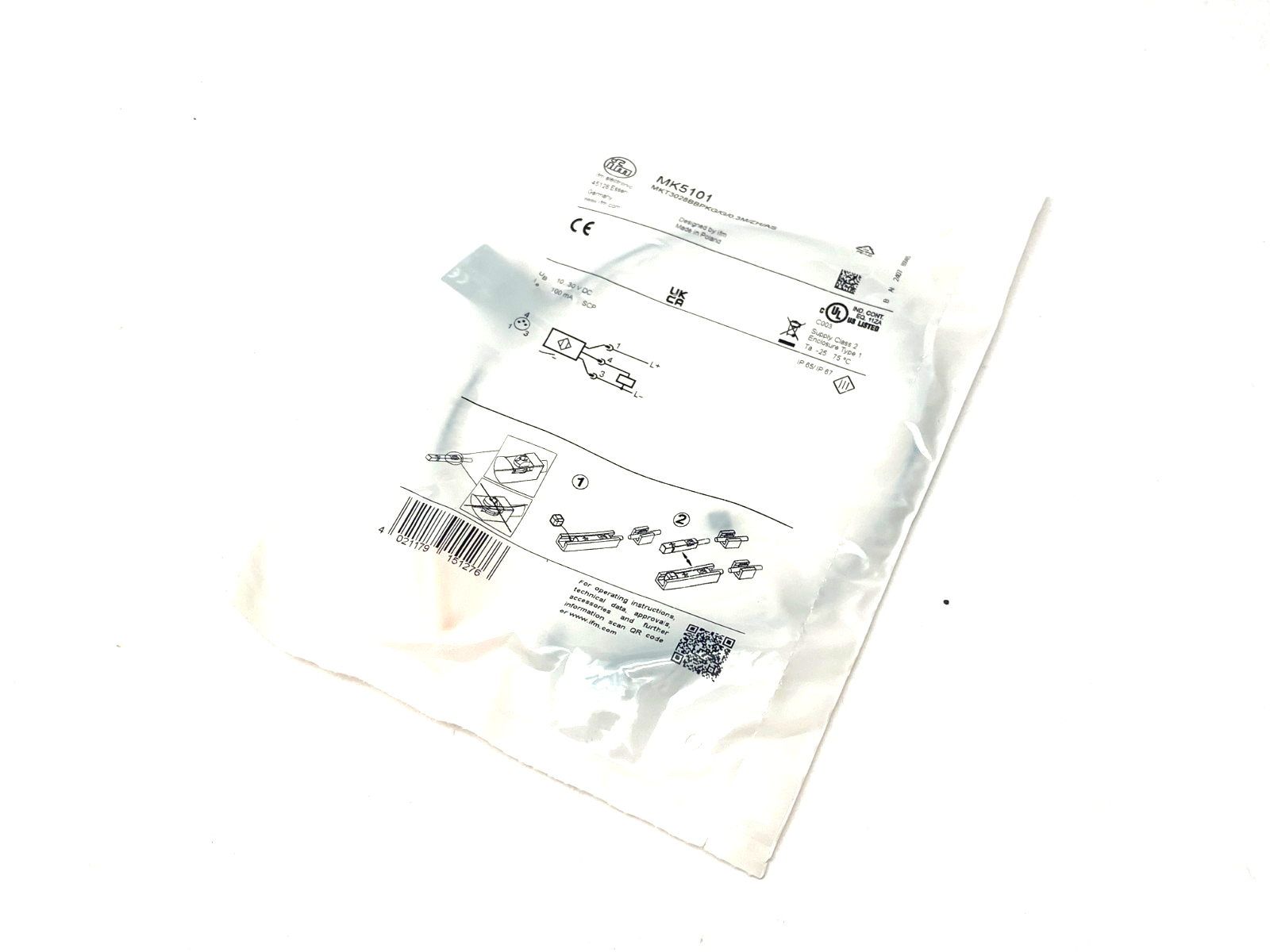 Ifm MK5101 T-Slot Cylinder Sensor PNP 10-30VDC MKT3028BBPKG/G/0,3M/ZH/AS - Maverick Industrial Sales