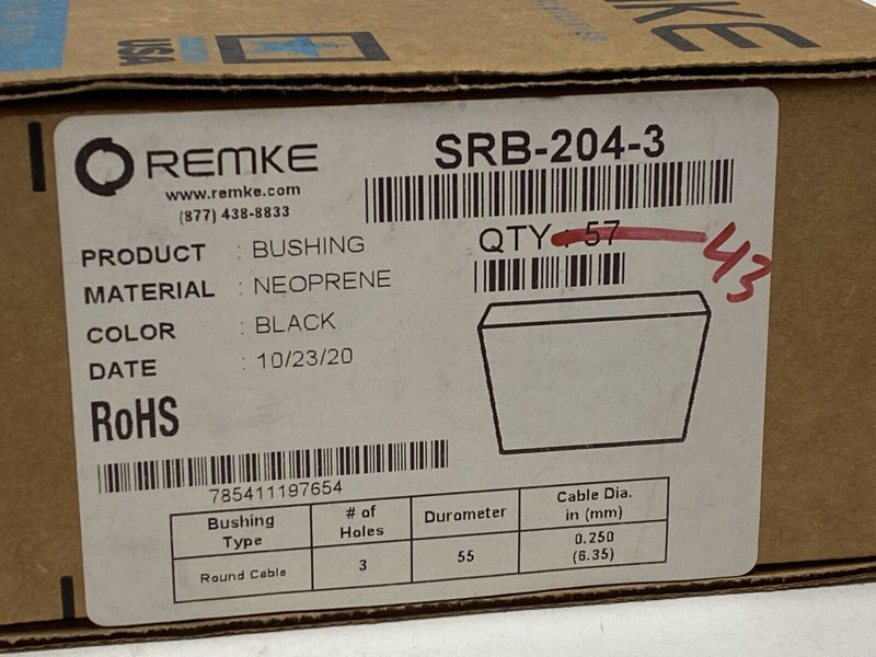 Remke SRB-204-3 Tuff-Seal 3 Hole Conduit Bushing 1/4" Hole BOX OF 43 - Maverick Industrial Sales