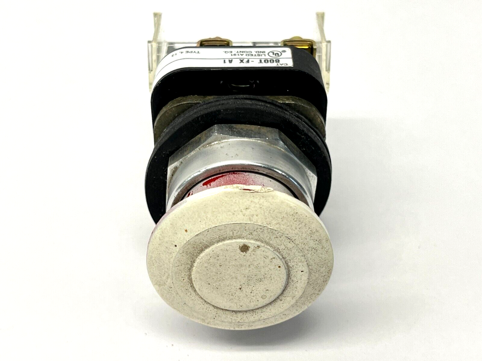 Allen Bradley 800T-FX1A1 Ser T Push-Pull Mushroom Pushbutton PAINTED WHITE - Maverick Industrial Sales