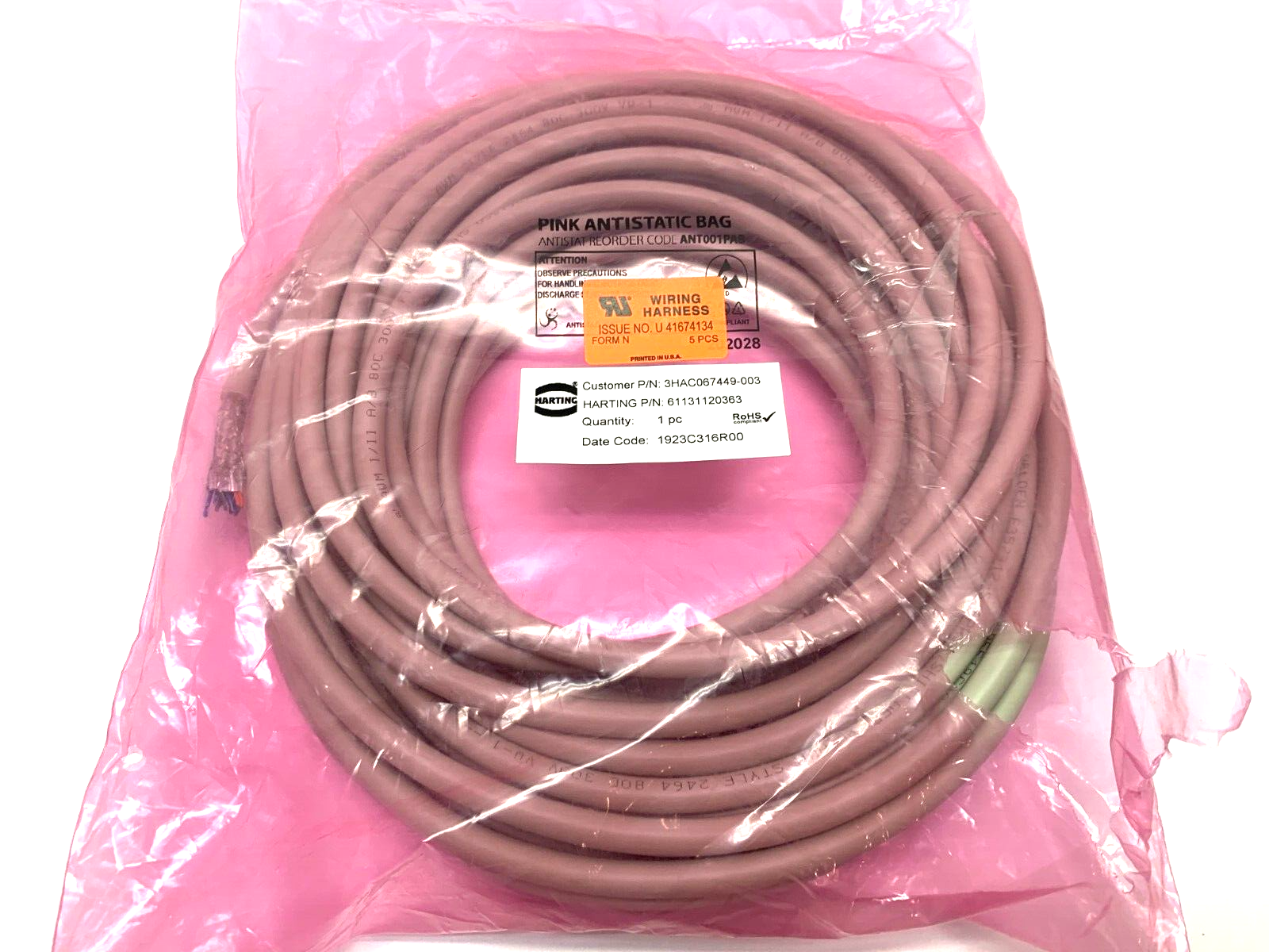 3HAC067449-003 | ABB Ethernet Floor Cable 15m Harting 61131120363 - New – Open box - Maverick Industrial Sales