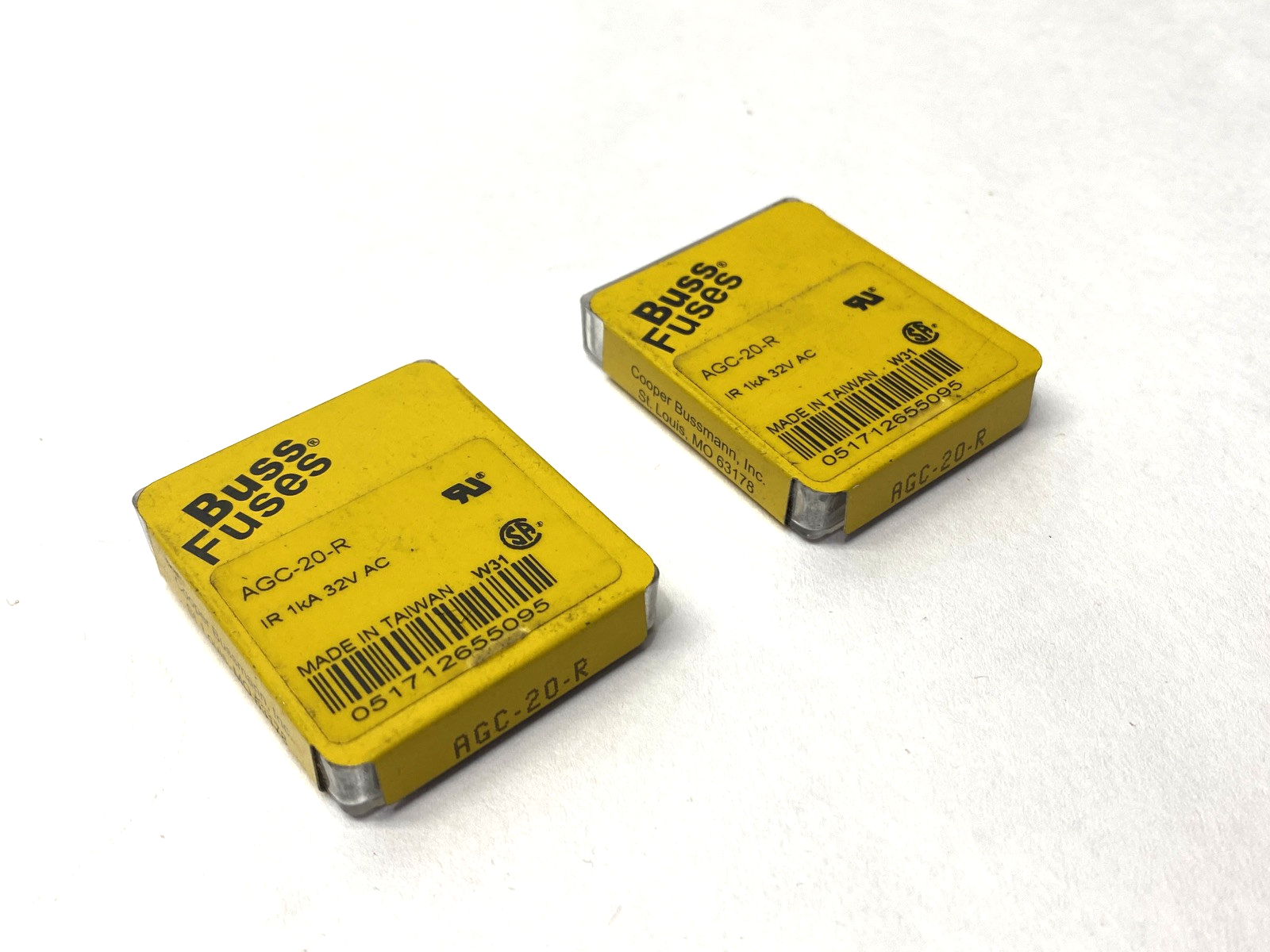 Cooper Bussmann AGC-20-R Miniature Fuse 20A 250VAC LOT OF 10 - Maverick Industrial Sales