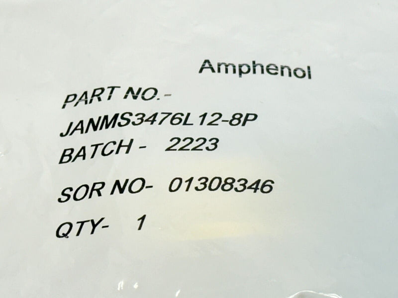 Amphenol Aerospace JANMS3476L12-8P Circular MIL Spec Connector 8-Position - Maverick Industrial Sales