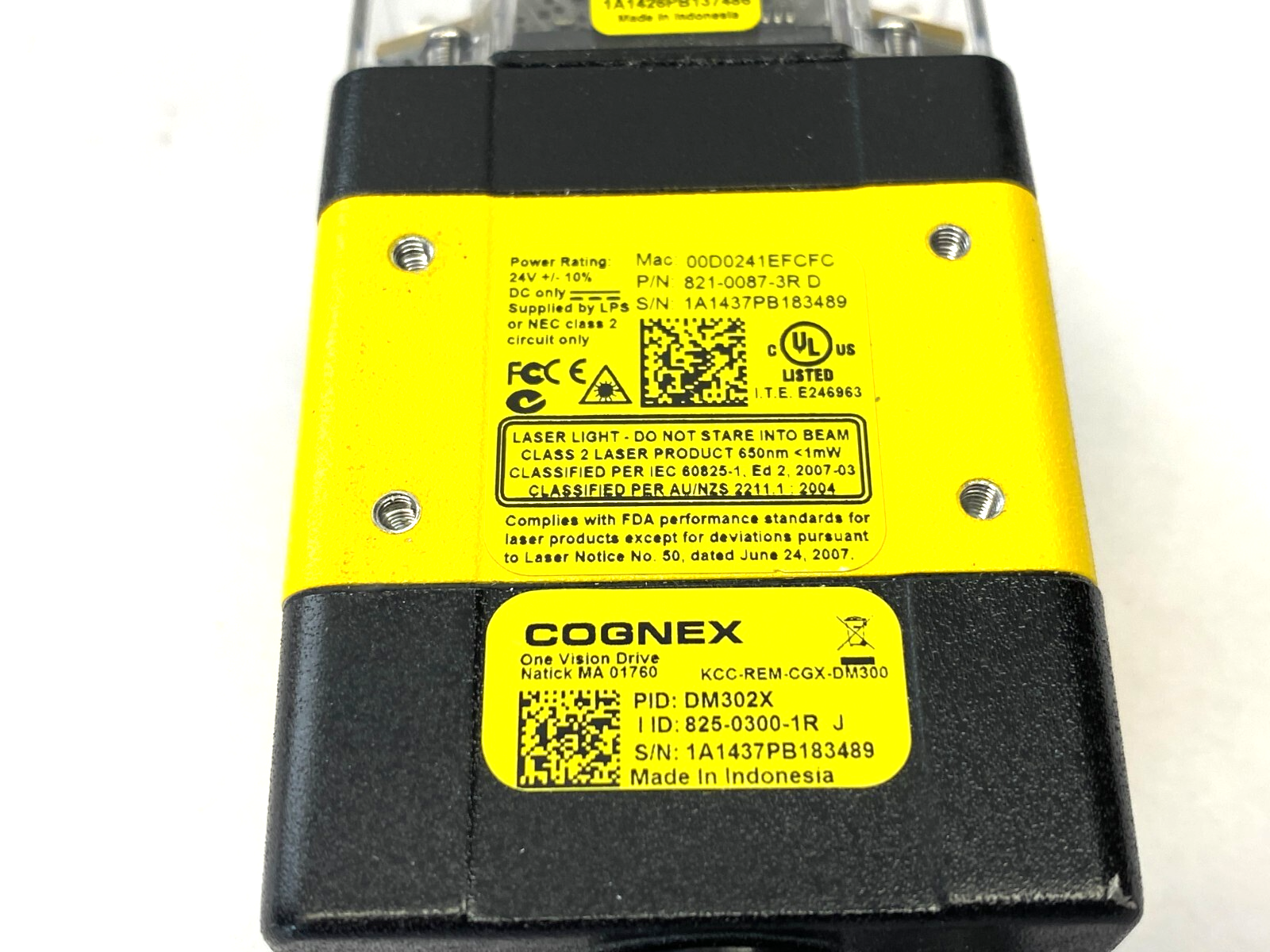 Cognex DM302X Barcode Scanner 821-0087-3R w/ 820-0290-1R Diff LED Lens - Maverick Industrial Sales