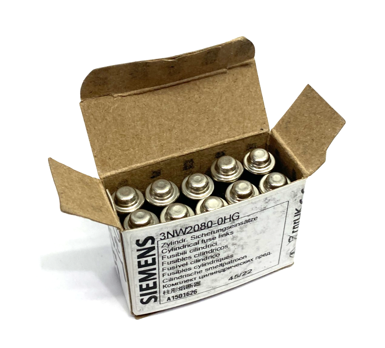 Siemens 3NW2080-0HG SENTRON Cylindrical Fuse, Slow-Blow, 8A, BOX OF 10 - Maverick Industrial Sales