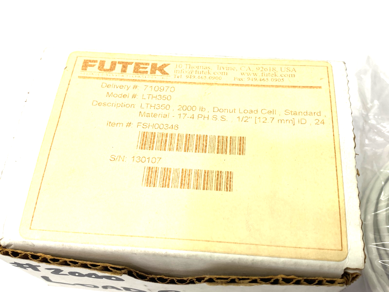 LTH350 FSH00346 | Futek Donut Load Cell 2000lb 17-4 PH S.S. - New – Open box - Maverick Industrial Sales