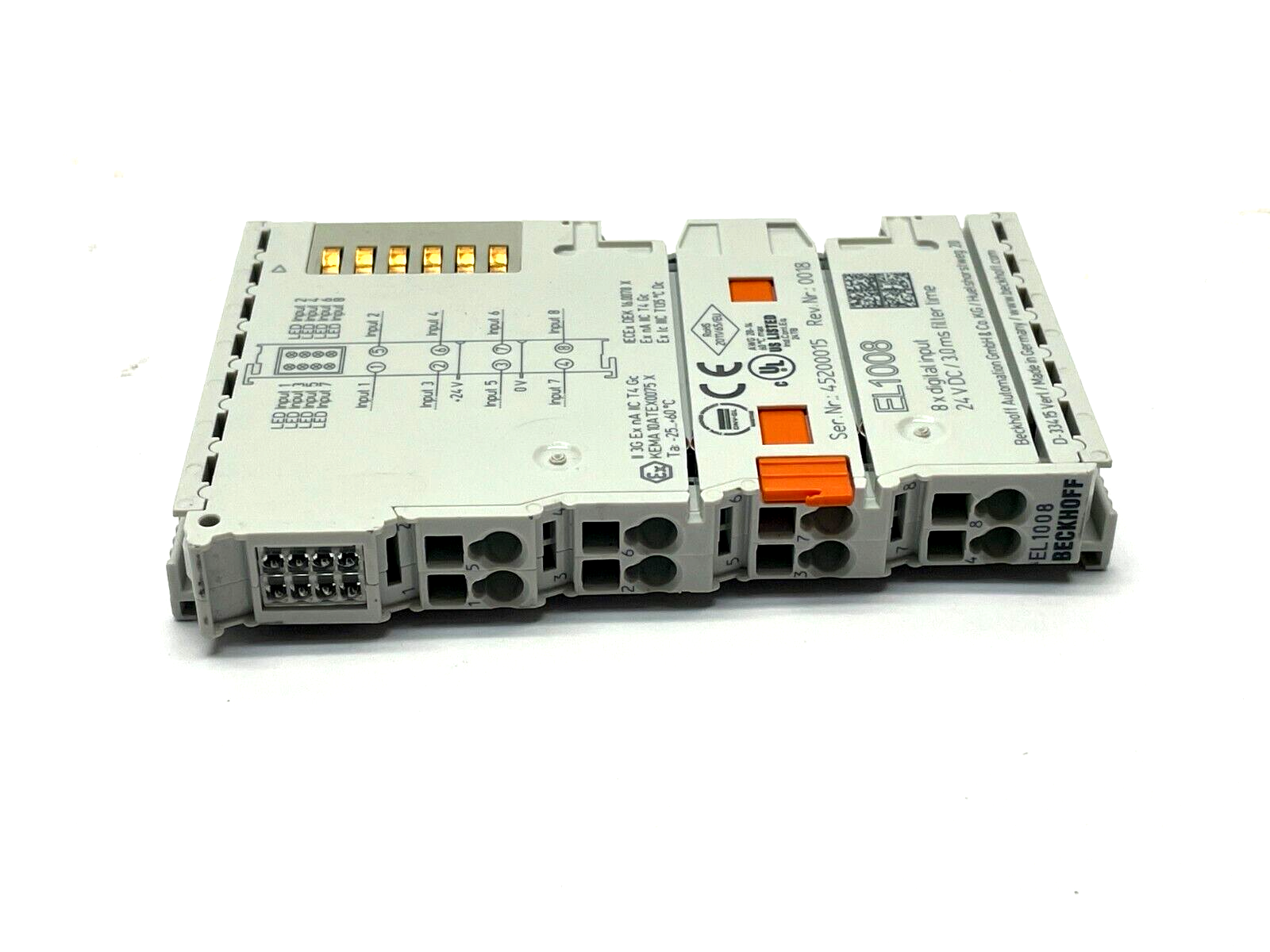 Beckhoff EL1008 EtherCAT Terminal, 8-channel digital input, 24 V DC, 3 ms - Maverick Industrial Sales