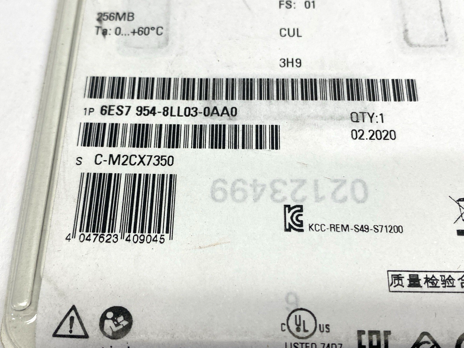 Siemens 6ES7 954-8LL03-0AA0 SIMATIC Memory Card for S7-1x00 CPU 256MB - Maverick Industrial Sales