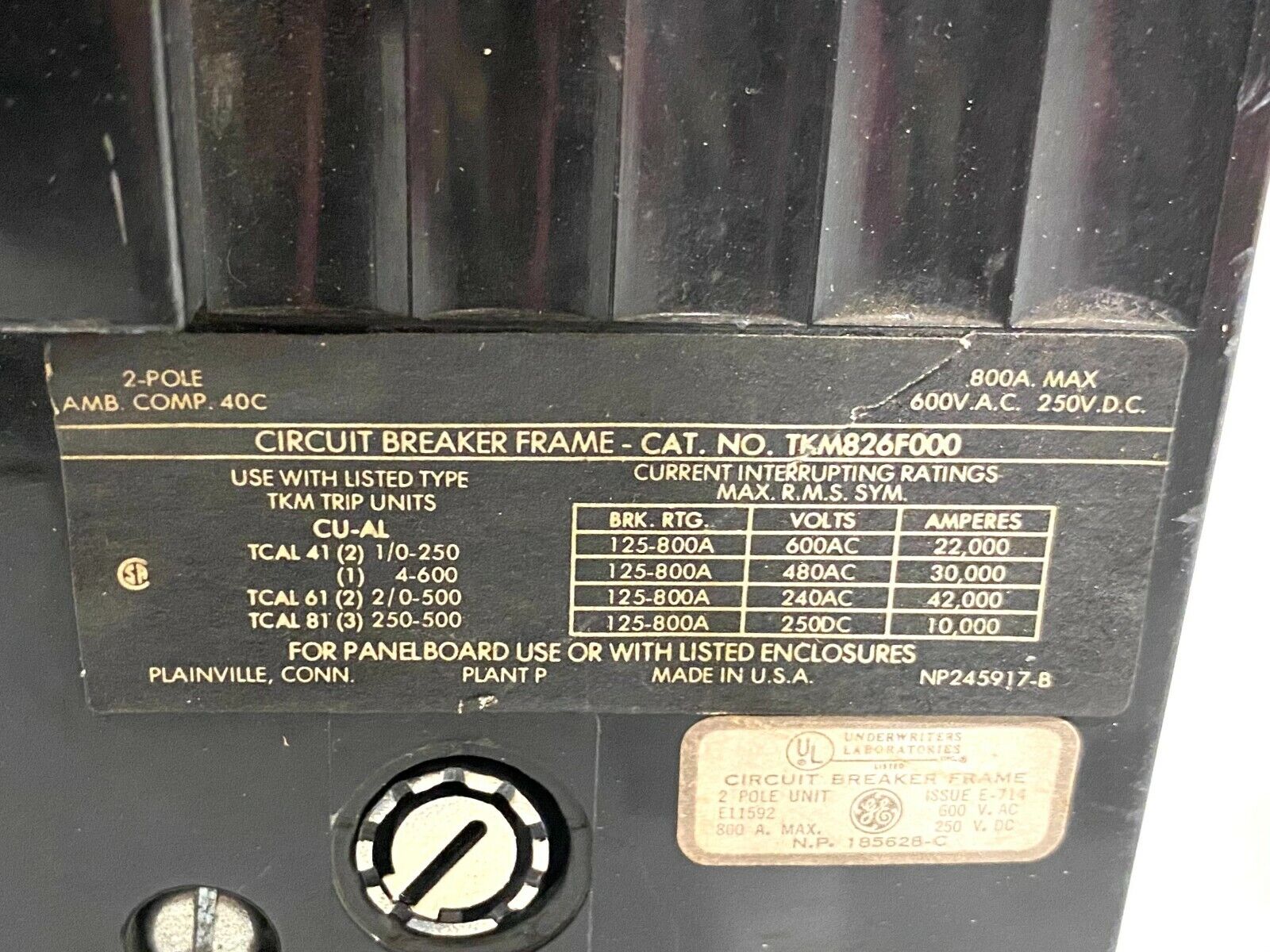 GE General Electric TKM826F000 Circuit Breaker, 800A - Maverick Industrial Sales