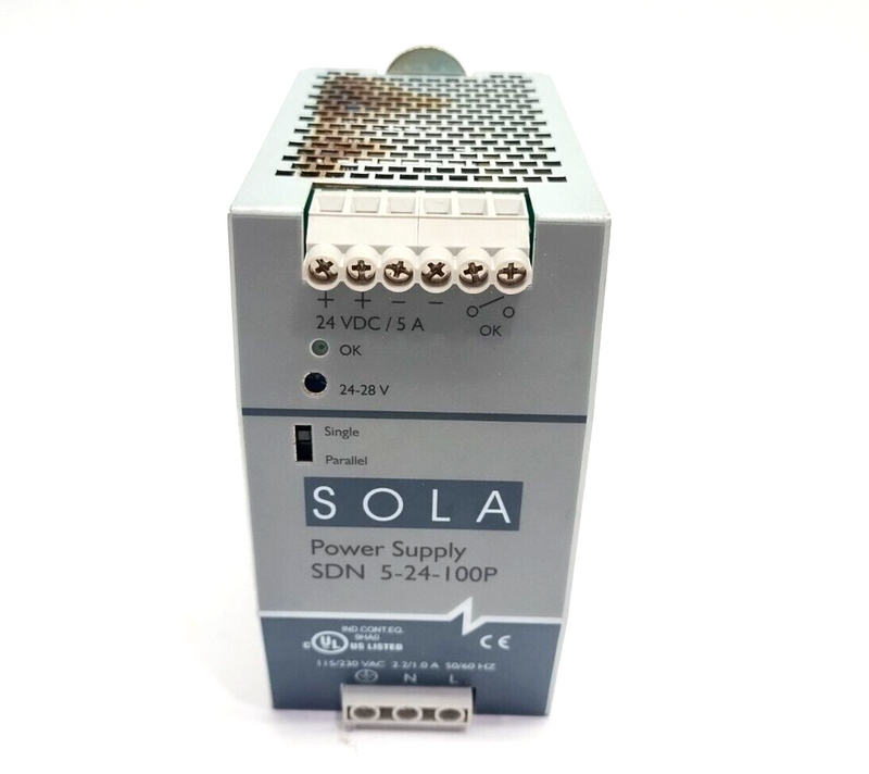 Sola HD SDN 5-24-100P Power Supply 115/230VAC  2.2/1.0A 24VDC 5A 120W - Maverick Industrial Sales