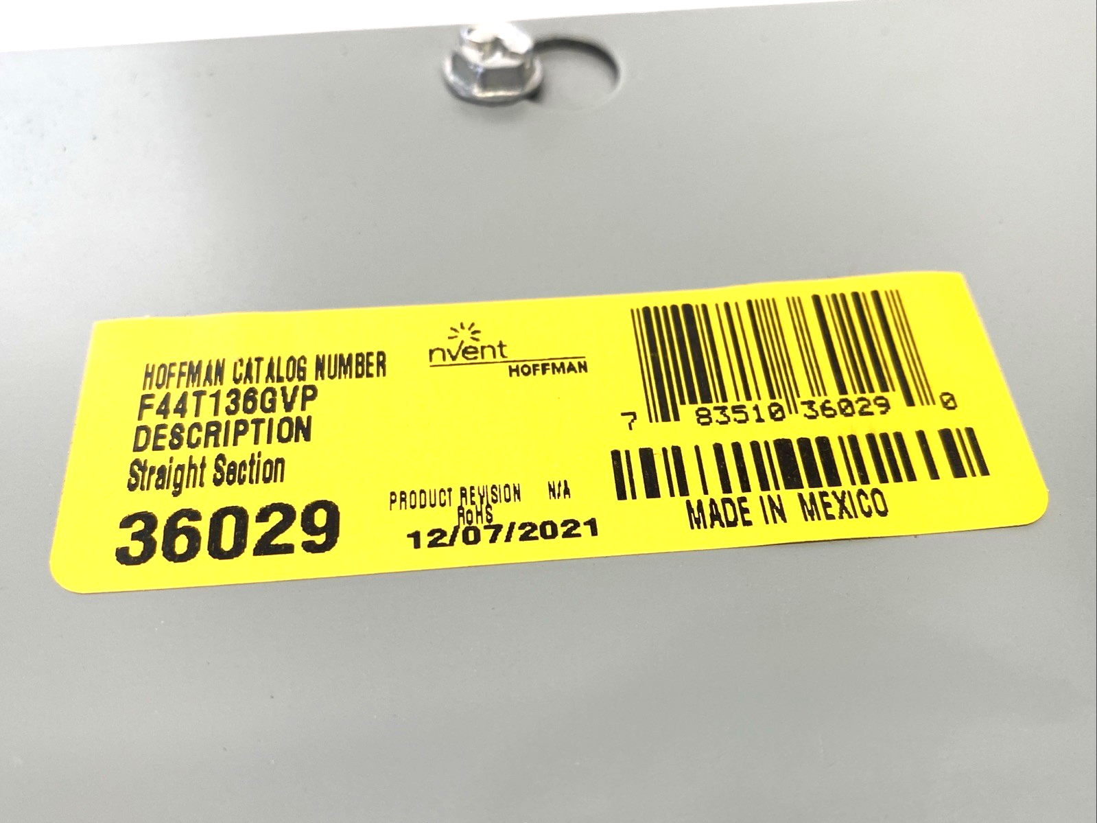 Hoffman F44T136GVP Lay-In Flat-Cover Type 1 Straight Section 4" x 4" x 36" Gray - Maverick Industrial Sales