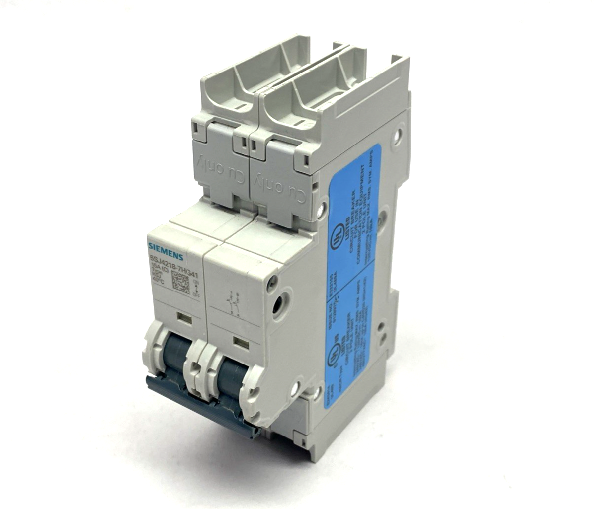 Siemens 5SJ4218-7HG41 Miniature Circuit Breaker 240V 14kA, 2P, C-Trip, 15A - Maverick Industrial Sales