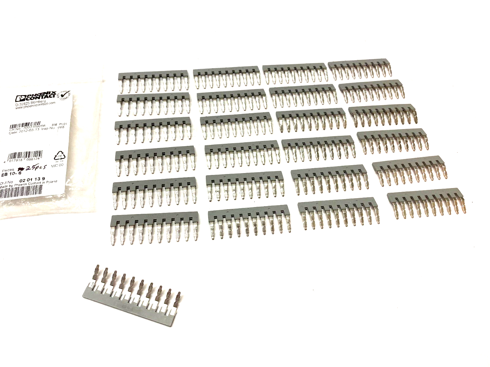Phoenix Contact EB 10-8 Gray Insertion Jumper Bridge 0201139 PKG OF 25 - Maverick Industrial Sales