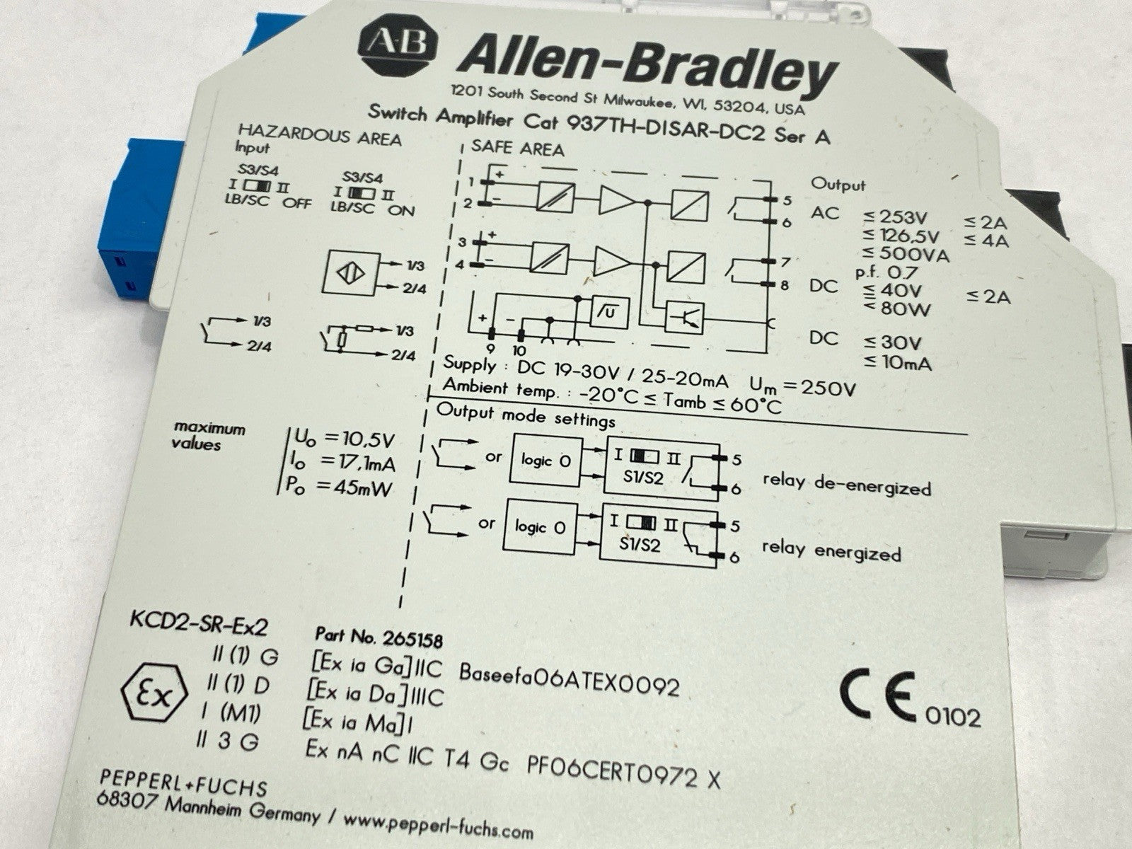 Allen Bradley 937TH-DISAR-DC2 Ser A Switch Amplifier - Maverick Industrial Sales
