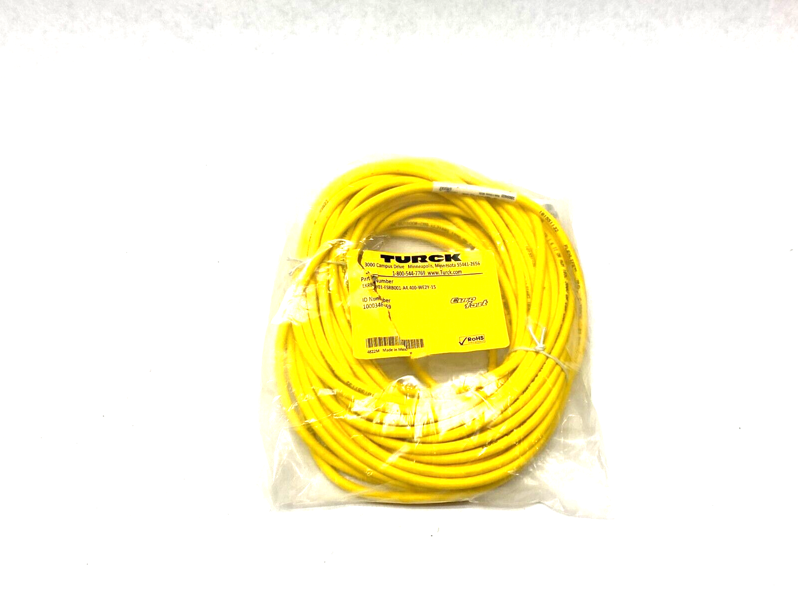 Turck EKRB001-ESRB001-A4.400-WE2Y-15 Eurofast Double Ended M12 Cordset 100034659 - Maverick Industrial Sales