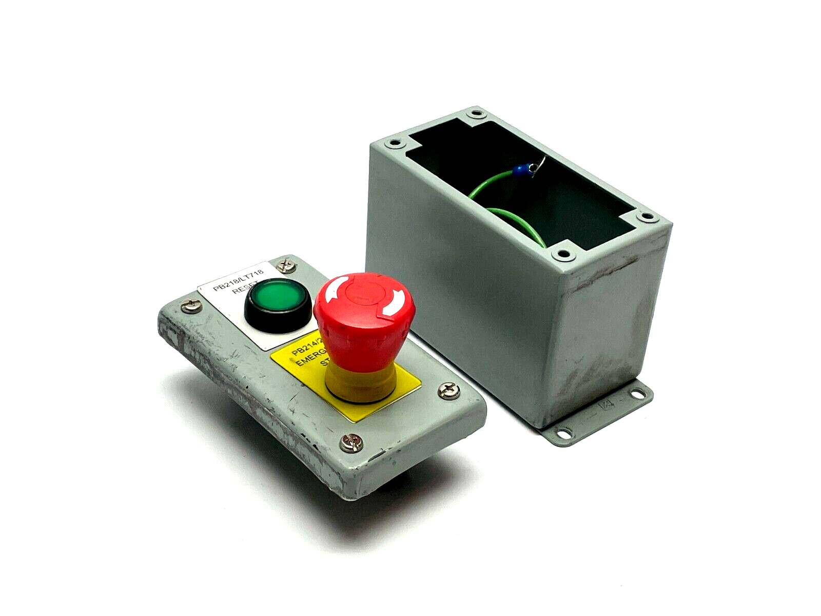 Hoffman E2PBGXM 2-Pushbutton Enclosure w/ Allen Bradley 800FP-MT44, 800FP-LF3 - Maverick Industrial Sales