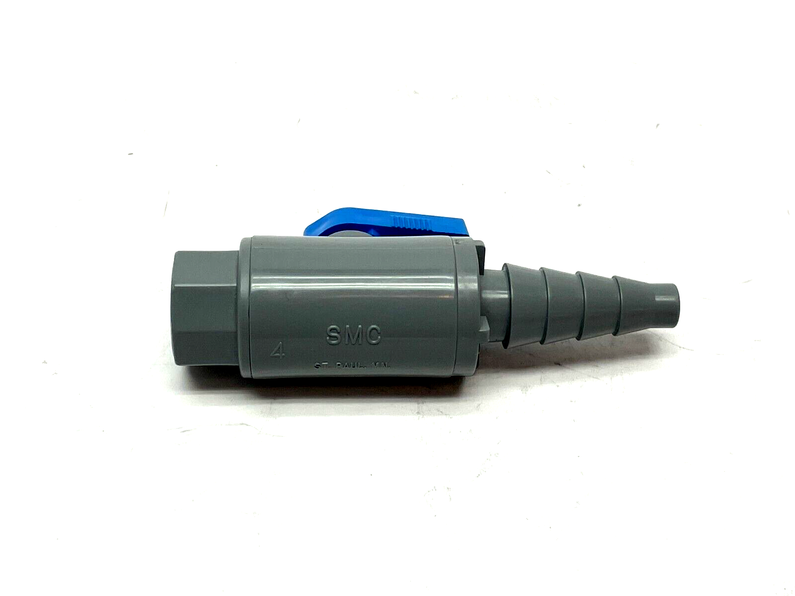 SMC PVC 638-TB4F-F Ball Valve 1/4" FPT x 3/8" to 5/8" Barb - Maverick Industrial Sales
