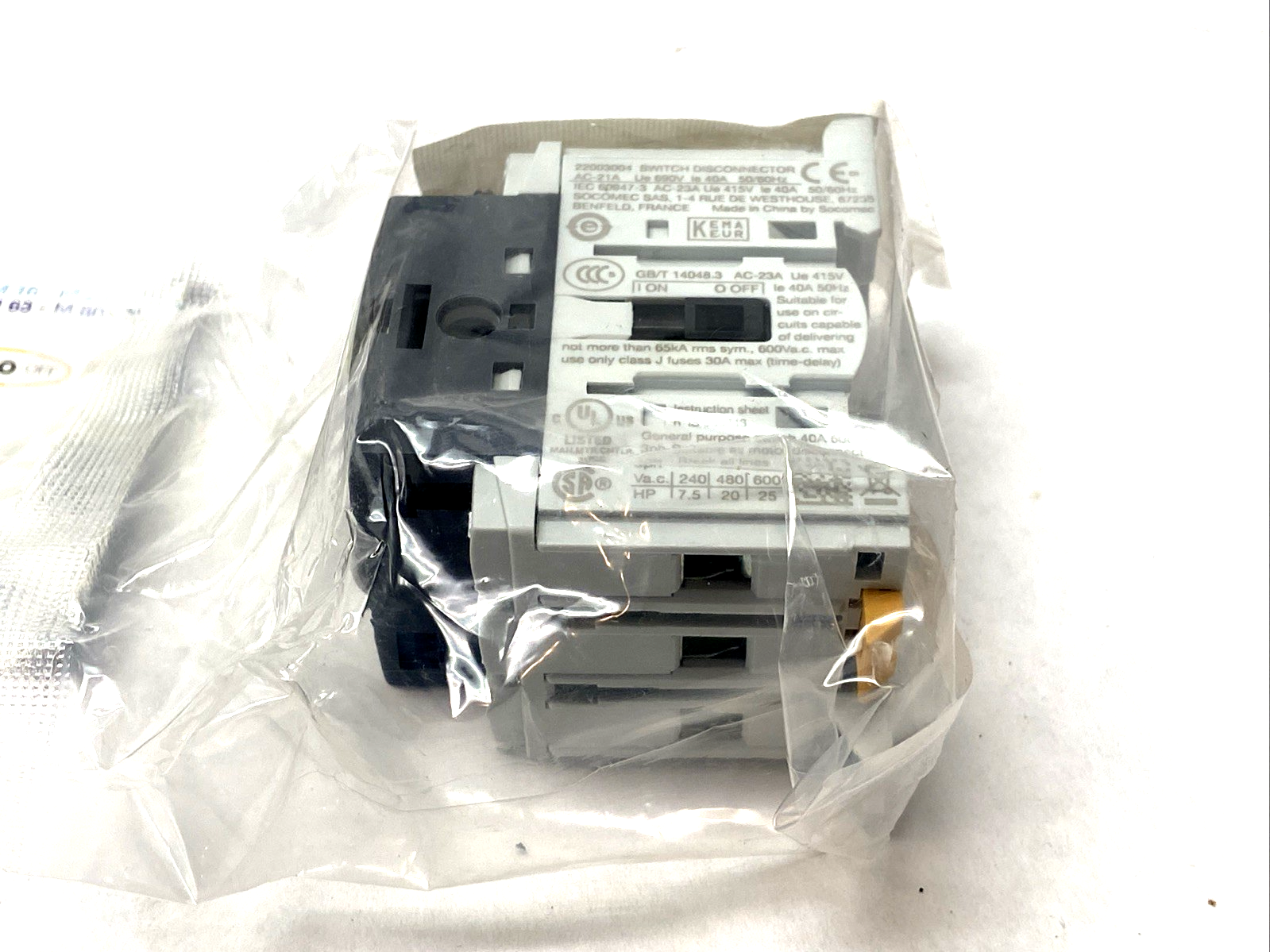 Socomec 22003004 Rotary Load Break Disconnect Switch M Series 3P 40A - Maverick Industrial Sales