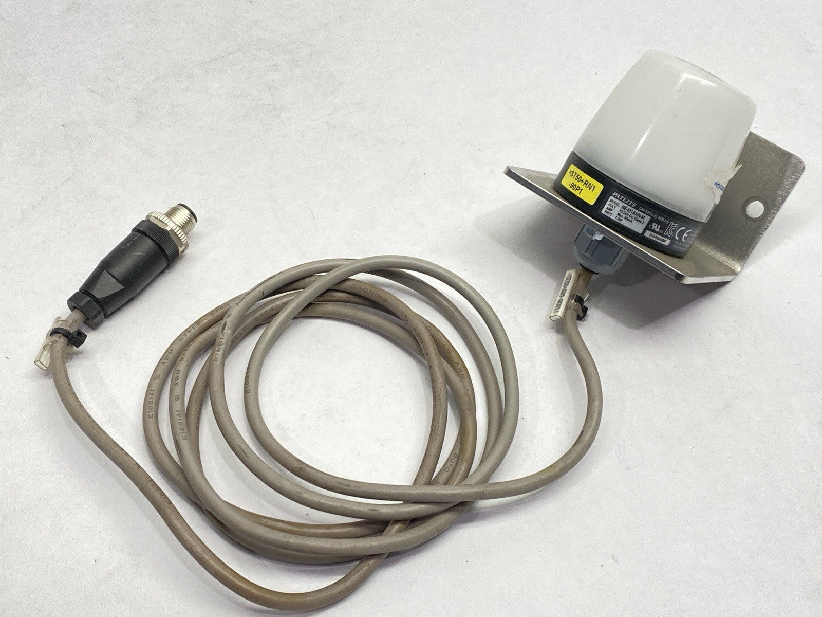 NE-M1ANN-M | Patlite Beacon Light Male M12 5-Pin 12-24VDC w/ Bracket - Used - Maverick Industrial Sales