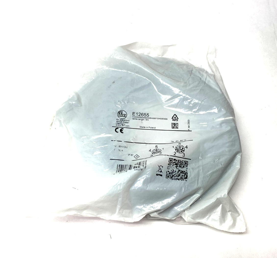 Ifm E12655 Dbl-Ended Connection Cable M12 5m VDOGX050MSS0005H05STGH005MSS - Maverick Industrial Sales