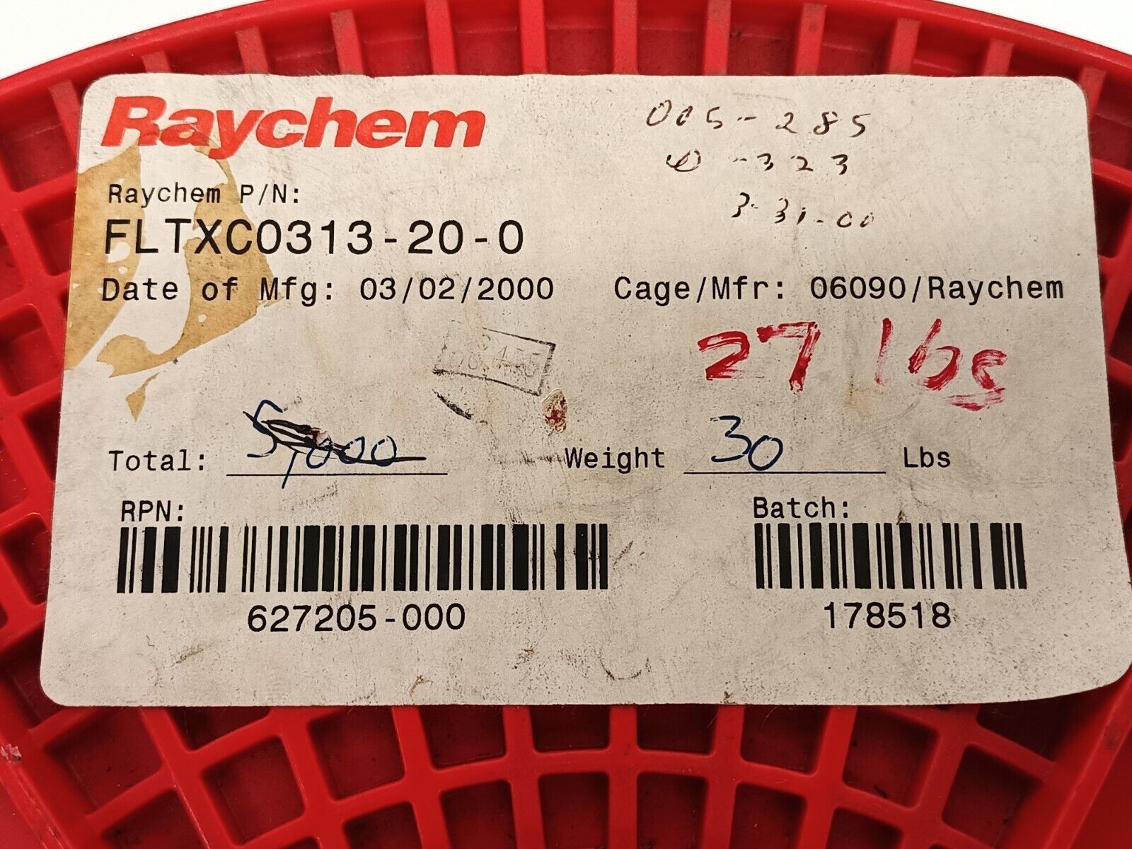 Raychem FLTXC0313-20-0 Black AWM Style 10297 Wire 20 AWG 600V 627205-000 4500' - Maverick Industrial Sales