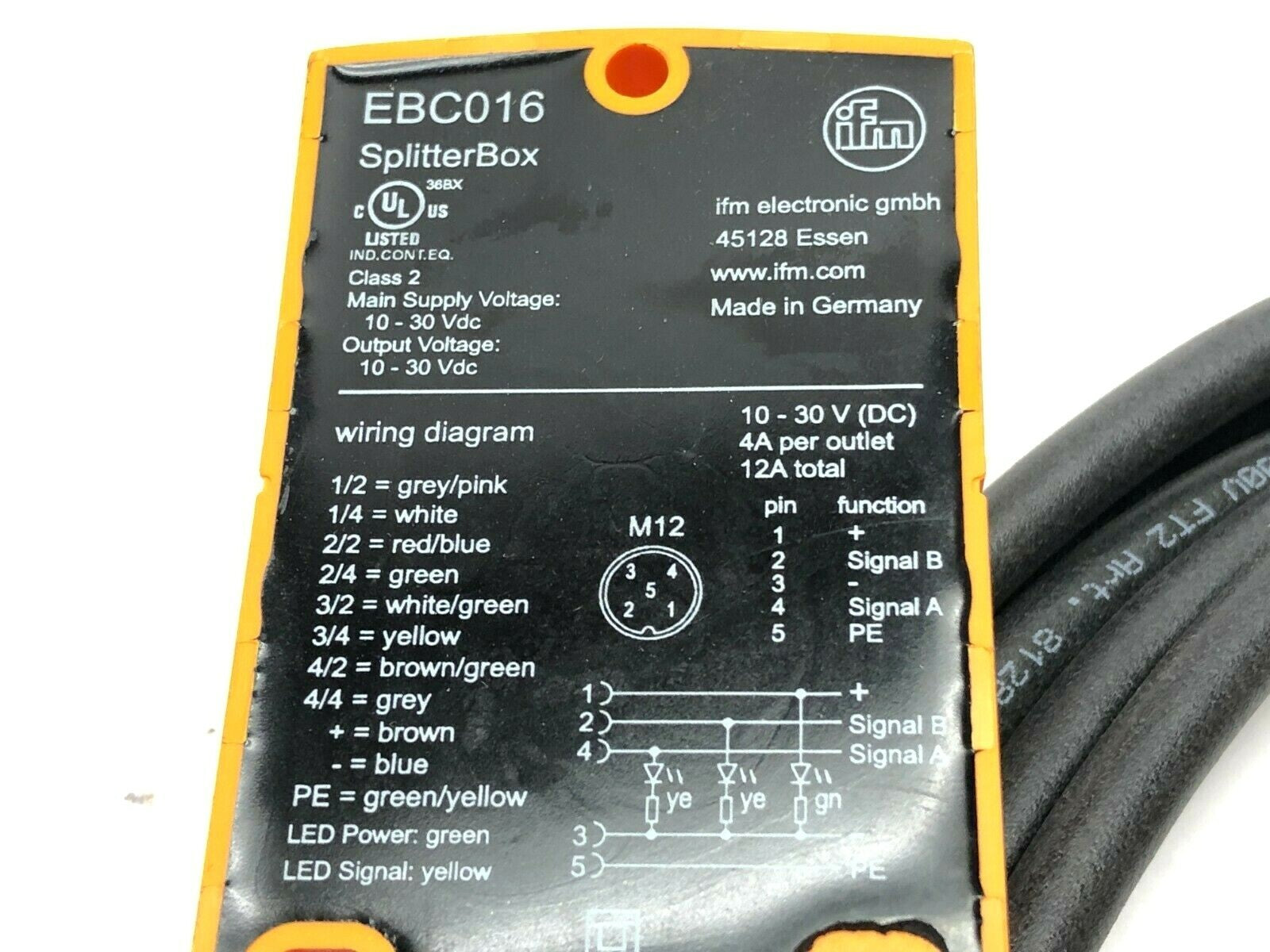EBC016 | IFM EBC016 Wiring Block 5m Cable M12 ZDO4H059MSS0005H11