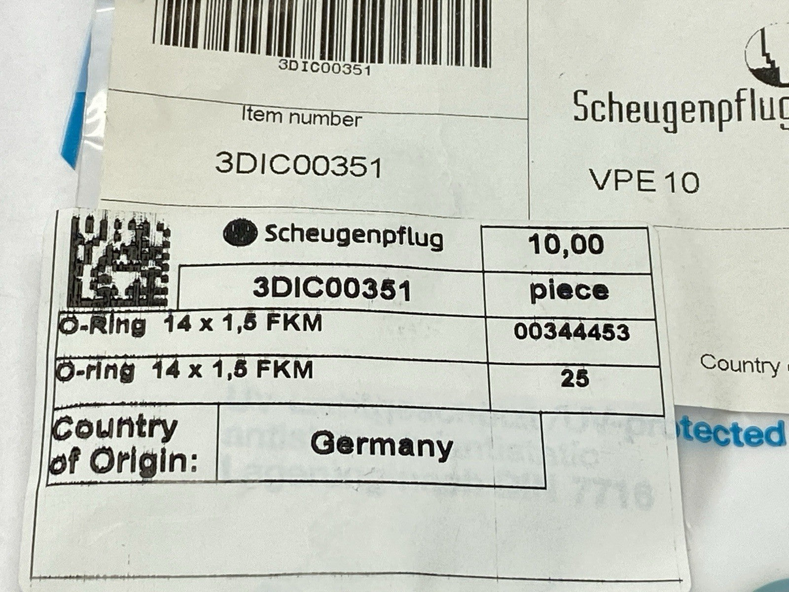 Scheugenpflug 3DIC00351 O-Ring 14 x 1,5 FKM LOT OF 19 - Maverick Industrial Sales