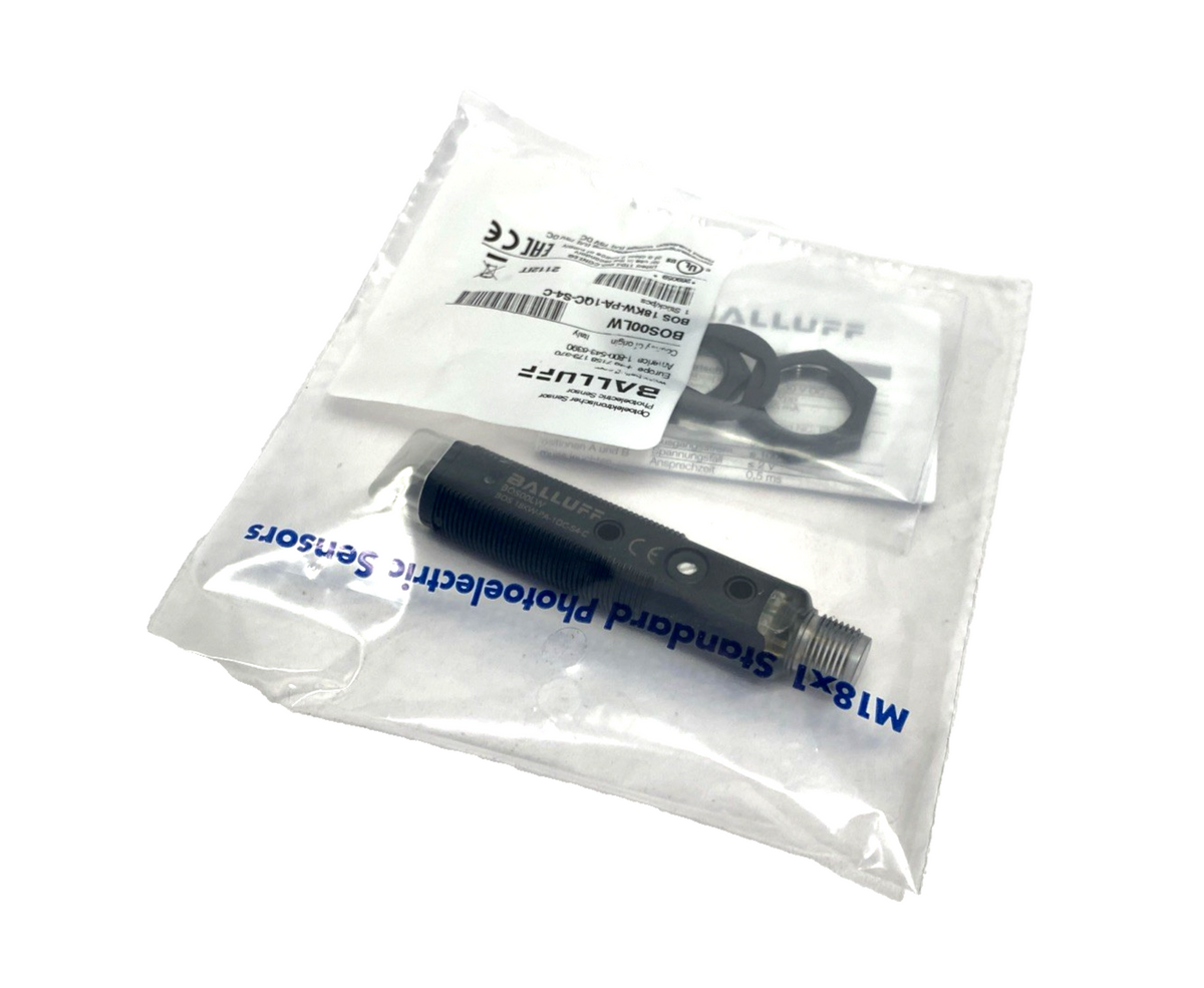 BOS00LW | Balluff Retro-Reflective Photoelectric Sensor M18 BOS 18KW-PA-1QC-S4-C - New - Maverick Industrial Sales